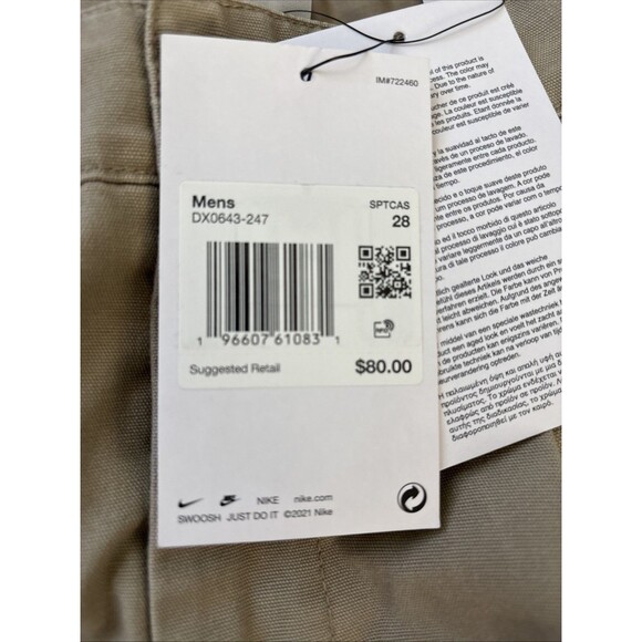 NWT Men's Size 28 Nike Life Pleated Chino At Knee Shorts Khaki Loose DX0643-247 - Picture 6 of 9